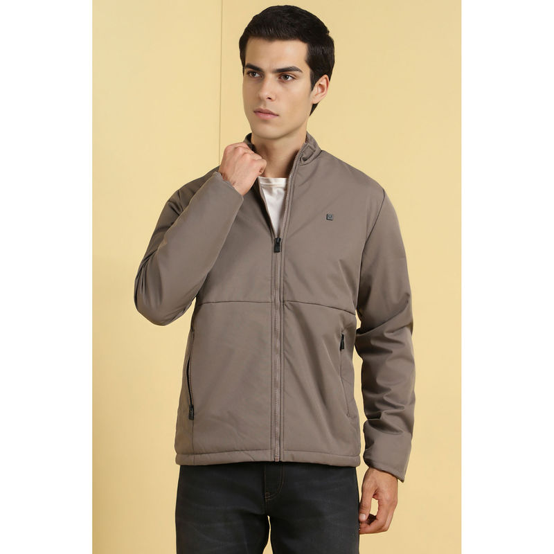 Allen Solly Men Brown Textured Full Sleeves Casual Jacket (M)