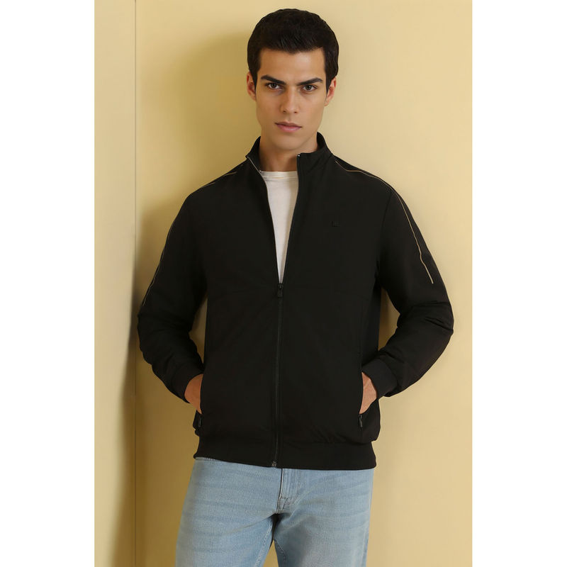 Allen Solly Men Black Solid Full Sleeves Casual Jacket (L)