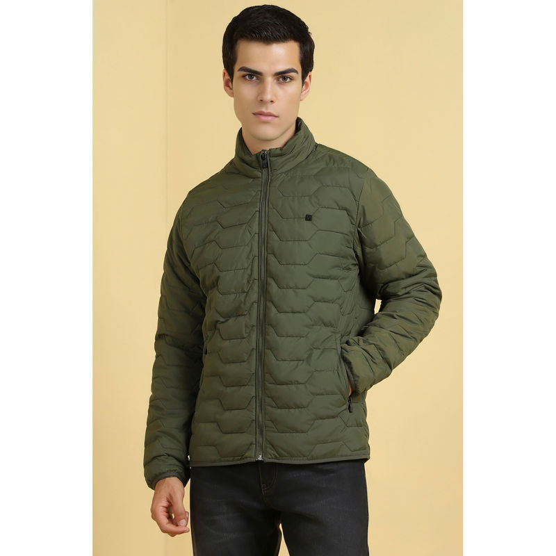 Allen Solly Men Olive Solid Full Sleeves Casual Jacket (M)