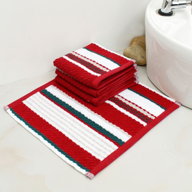 AVI LIVING Textured Stripe Face Towel Set 412 x 12 cm Pure Cotton for