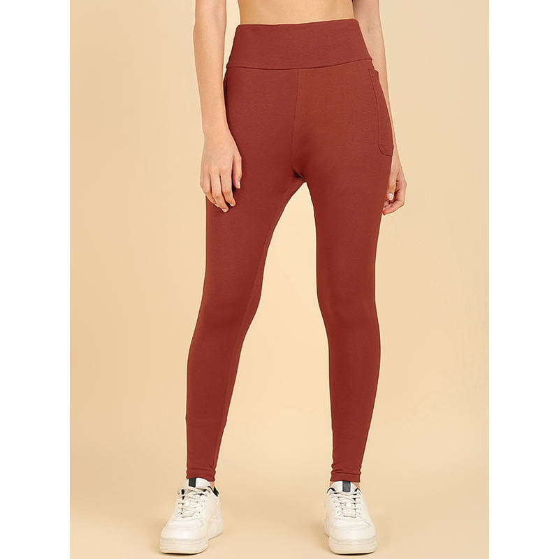 Zelena Women High Waisted 95% Cotton 5% Elastane Maternity Leggings with Pockets (M)