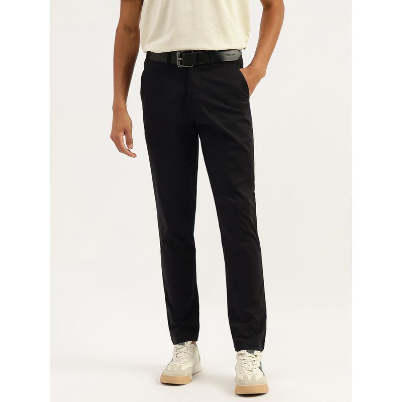United Colors of Benetton Black Solid Relaxed Fit Chinos (36)