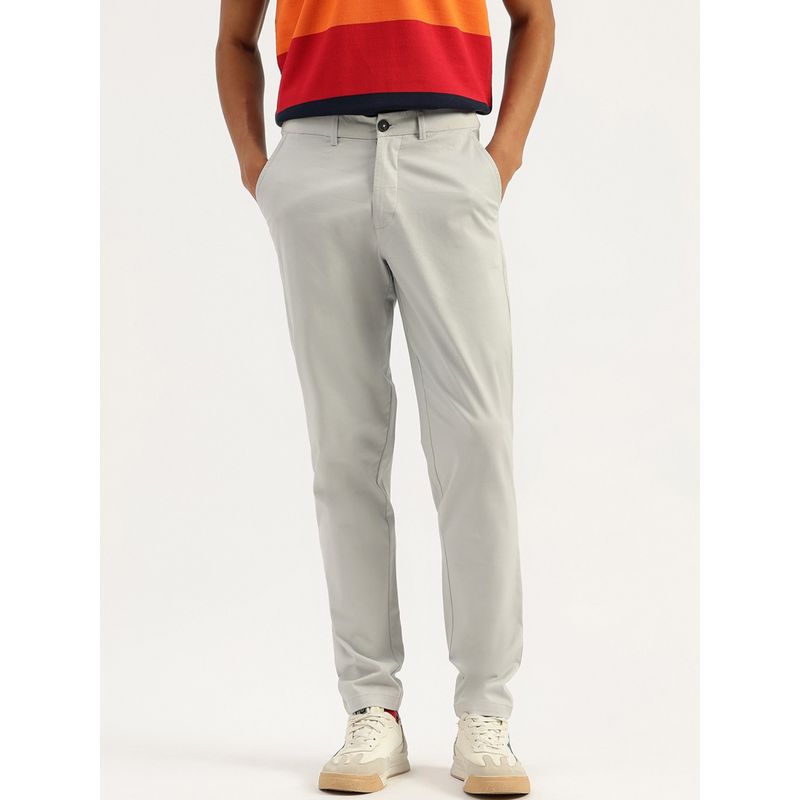 United Colors of Benetton Grey Solid Relaxed Fit Chinos (36)