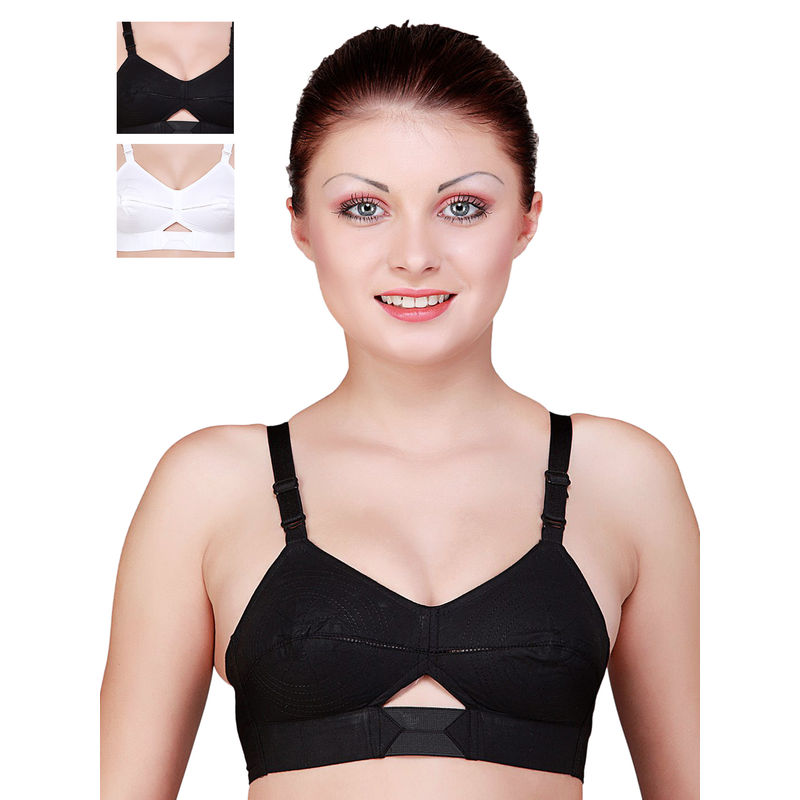 Buy Floret Pack Of 3 Solid Full Coverage Cotton Bra - Multi-Color