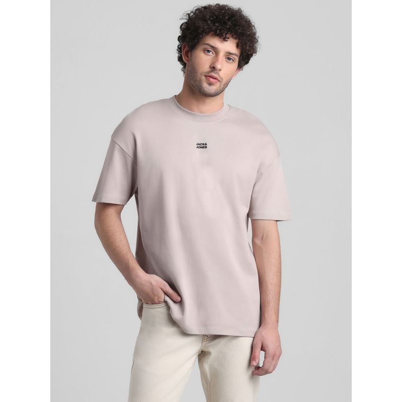 Jack & Jones Brown Drop Shoulder-Boxy Fit Non Stretch T-Shirt (M)