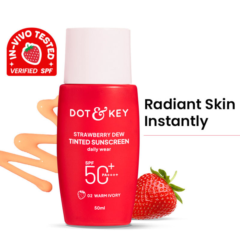 Dot & Key Strawberry Dew Tinted Sunscreen In-Vivo Tested SPF 50+ PA++++ for Daily Wear -02 WarmIvory