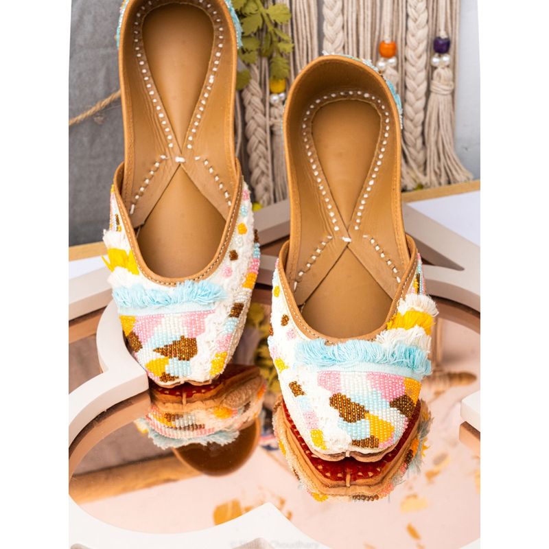 NR BY NIDHI RATHI Sequined Multi-Color Juttis (Euro 36) (EURO 36)