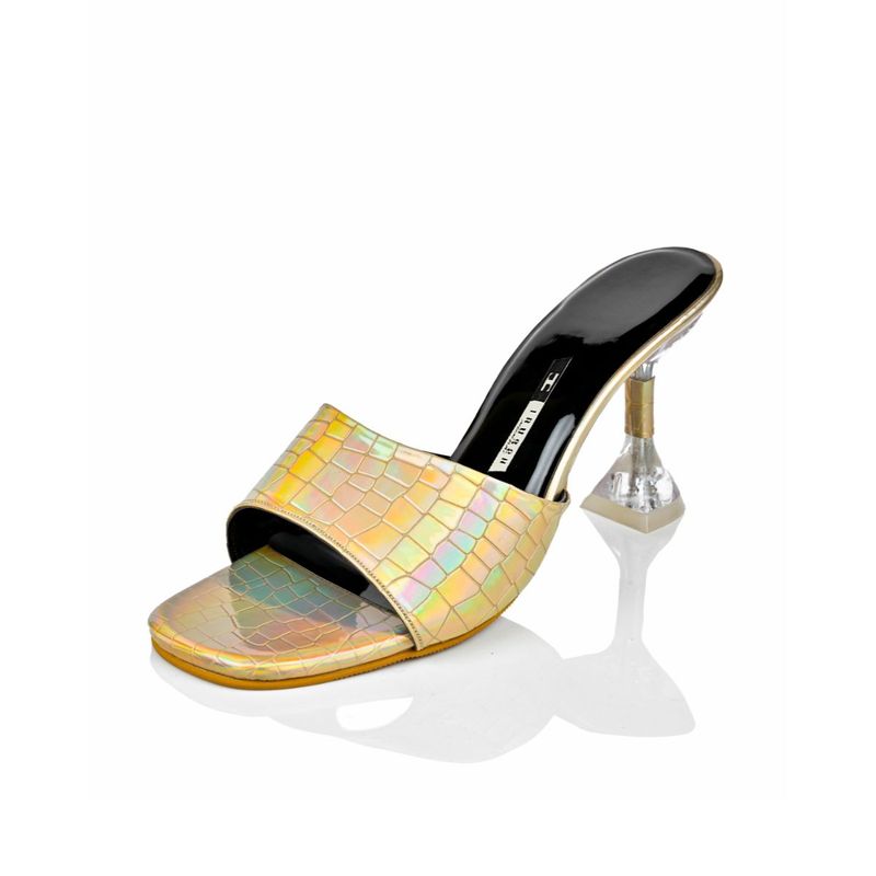 IRUSSH Solid Iridescent Gold Croco Heels (EURO 35)