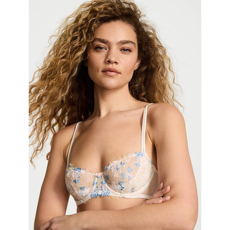 Victoria's Secret Dream Angels Wicked Wildflower Embroidery Unlined Balconette Bra (38DDD)
