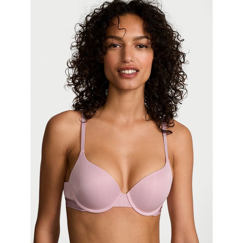 Victoria's Secret The T-shirt Pointelle Logo Perfect Shape Push-Up Bra (34DD)