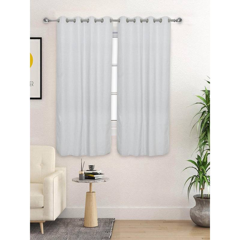 Saral Home D Mond Cotton Woven Window Curtain 75% Light Blocking - Grey (5 Feet)