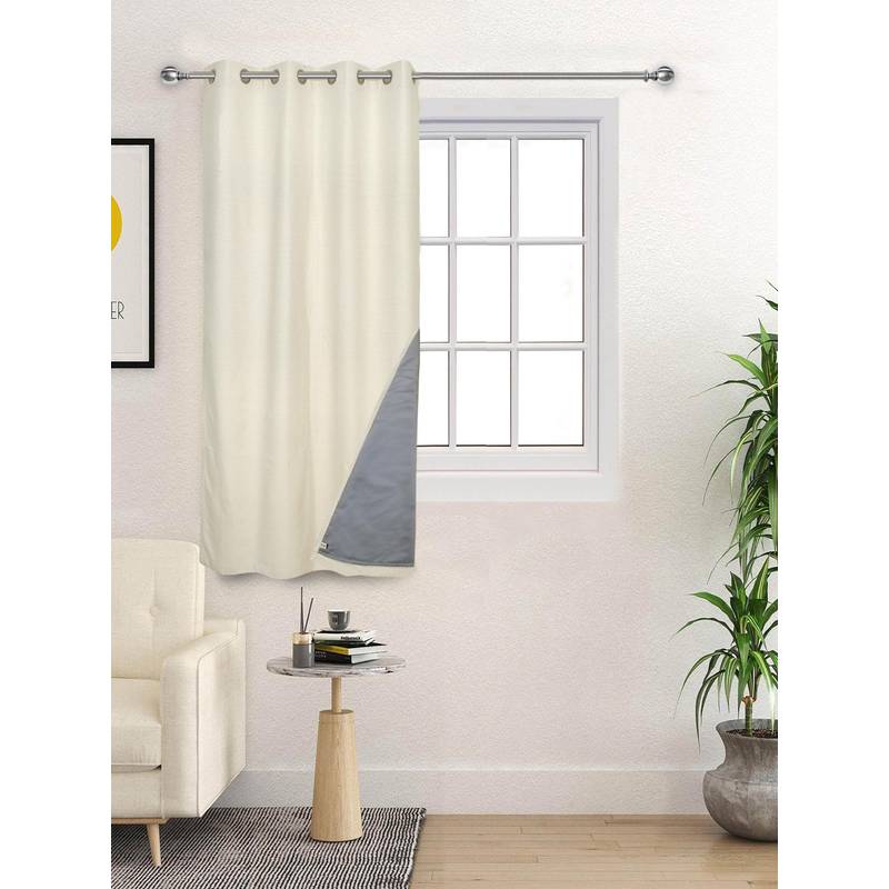 Saral Home D Mond Cotton Woven Window Curtain 100% Light Blocking - Ivory (5 Feet)