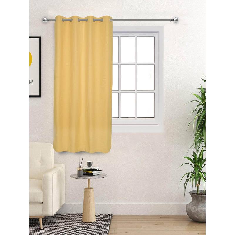 Saral Home D Mond Cotton Woven Window Curtain 75% Light Blocking - Yellow (5 Feet)