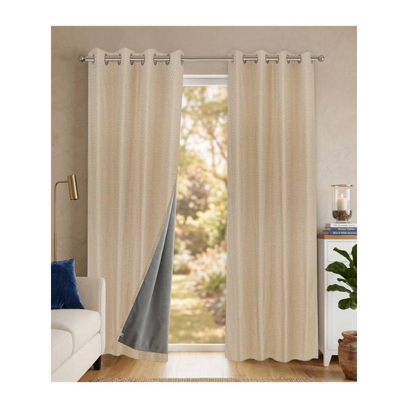 Saral Home D Mond Cotton Woven Door Curtain 100% Light Blocking - Beige (7 Feet)