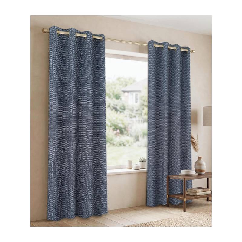 Saral Home D Mond Cotton Woven Door Curtain 75% Light Blocking - Navy Blue (7 Feet)