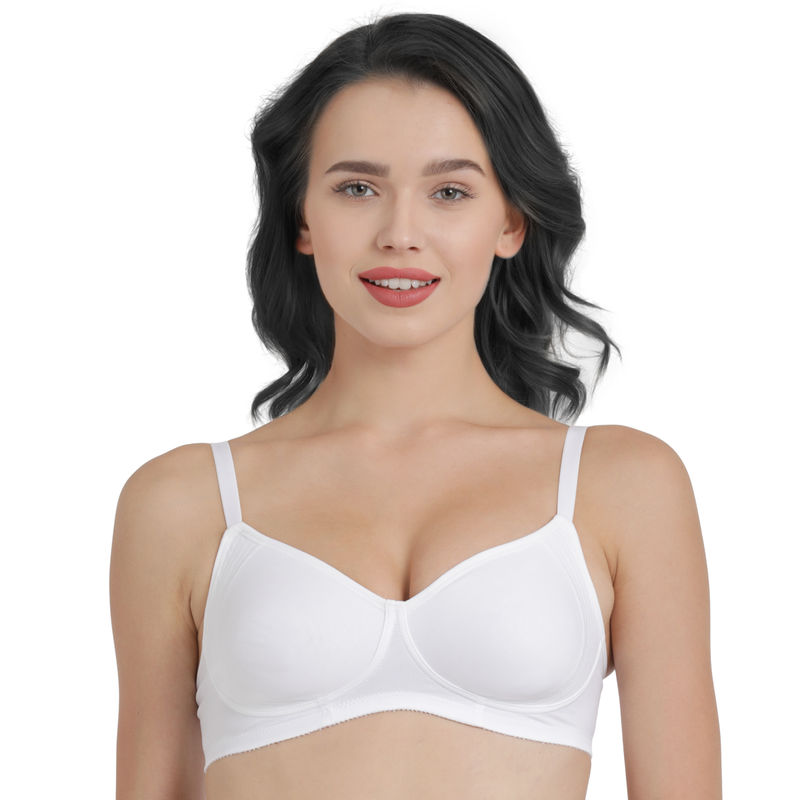 Enamor A042 Side Support Shaper Classic Bra - Supima Cotton Non-Padded Wirefree High Coverage-White