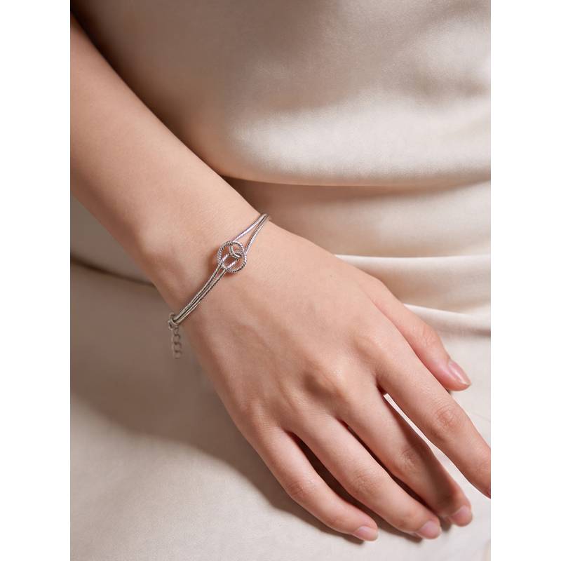 Buy TOUCH925 Pure 925 Silver Knotted Infinity Snake Chain Bracelet