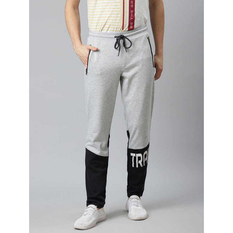 Alcis Men Grey Printed Training Track pant (M)