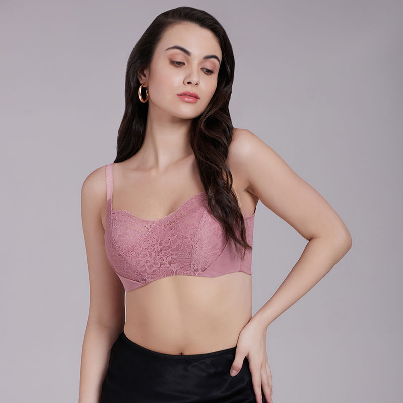 Wacoal Moselle Padded Wired Full Coverage Lace Bra Purple (34C)