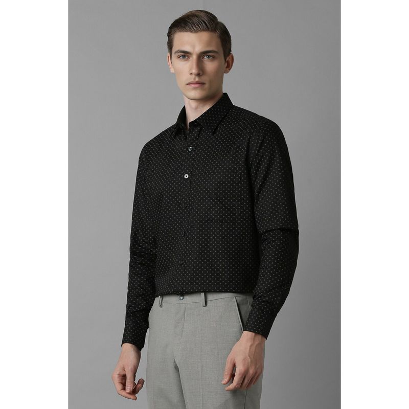 Louis Philippe Men's Cotton Wrinkle Resistant Slim fit Black Printed Formal Shirt (39)