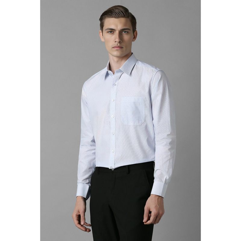 Louis Philippe Men's Cotton Wrinkle Resistant Slim fit Lt Blue Textured Formal Shirt (39)
