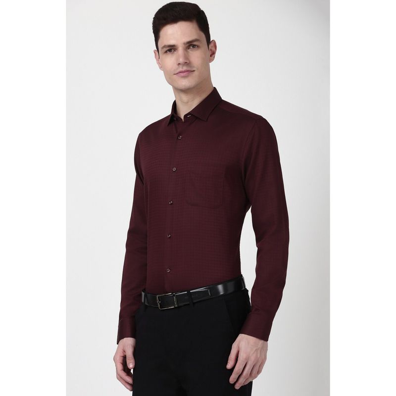 Peter England Men Maroon Slim Fit Formal Shirt (39)