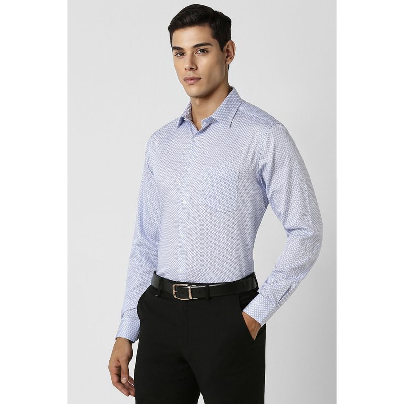 Van Heusen Men Blue Regular Fit Print Full Sleeves Formal Shirt (40)