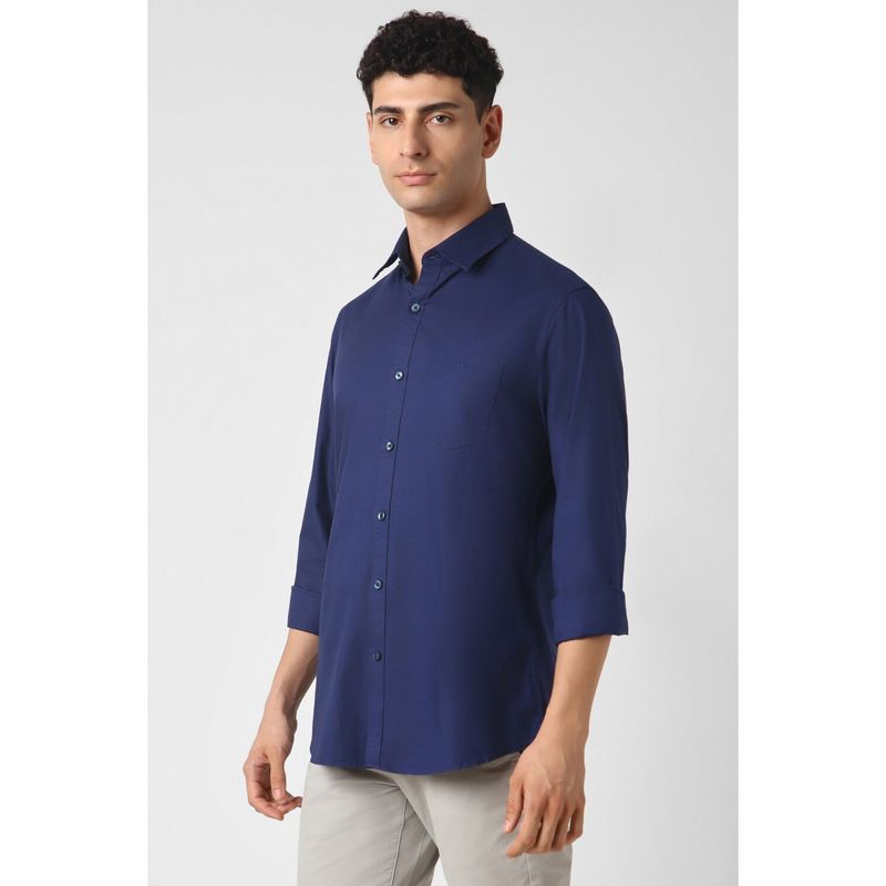 Van Heusen Men Navy Blue Slim Fit Solid Full Sleeves Casual Shirt (40)