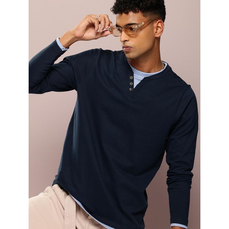 DILLINGER Men Long Sleeve Airtex Fabric Round and Round Neck T-Shirt (M)