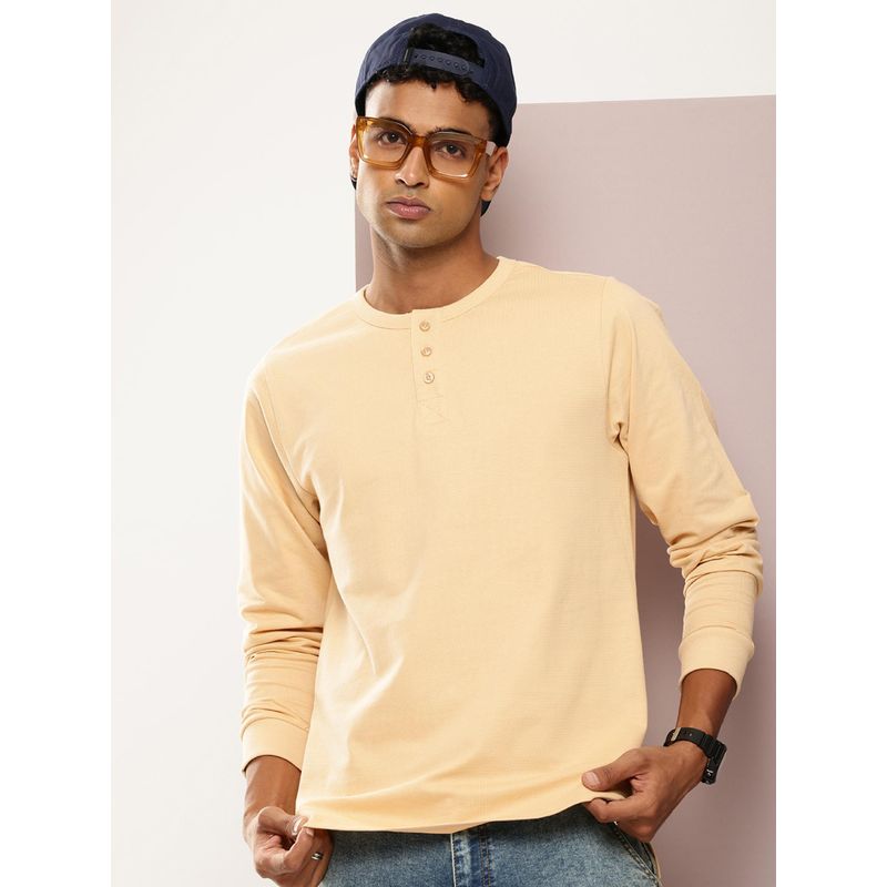 DILLINGER Men Regular Fit Long Sleeve Pique Fabric Henley T-Shirt (L)