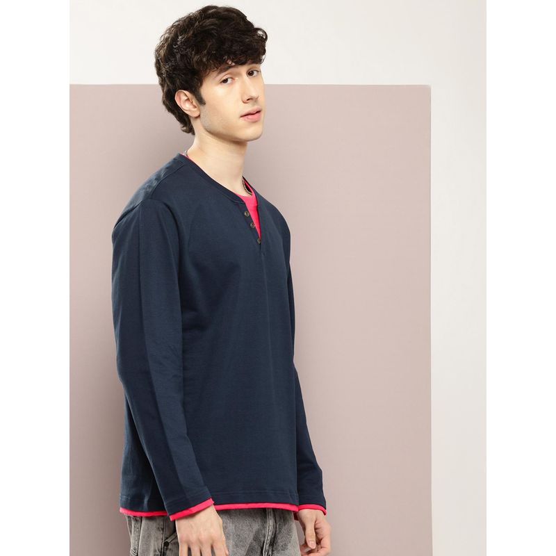 DILLINGER Men Oversized Long Sleeve Airtex Fabric Round Neck T-Shirt (S)