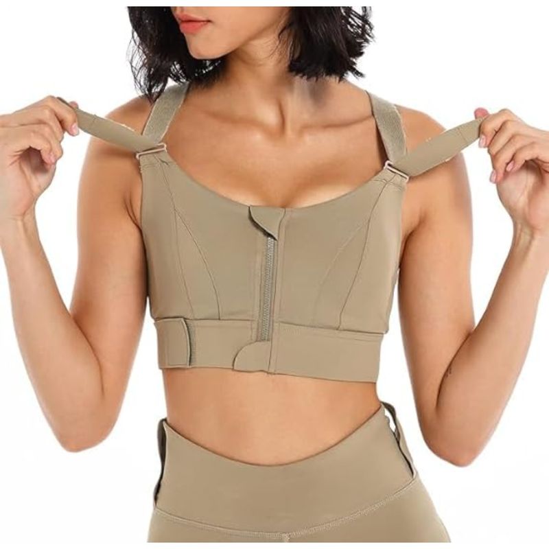 BRACHY Womens High-Impact Velcro Sports Bra Green (2XL)