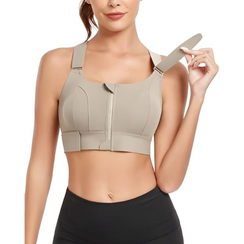 BRACHY Womens High-Impact Velcro Sports Bra Green (XL)