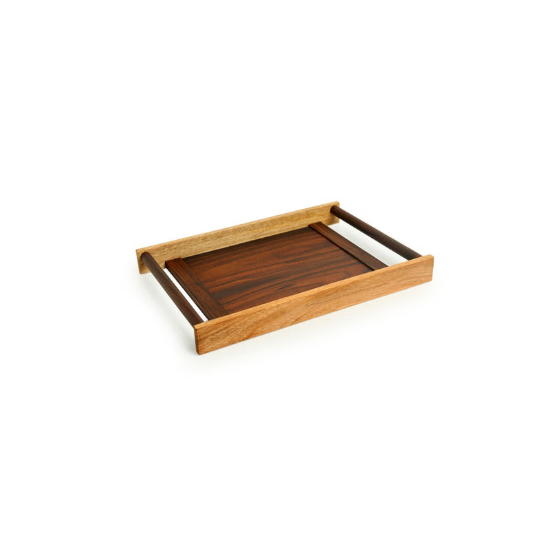 ExclusiveLane Woodland Wonders' Handcrafted Serving Tray In Mango & Sheesham Wood Buy