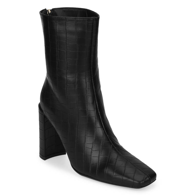 Truffle Collection Black Animal Print Boots (UK 8)