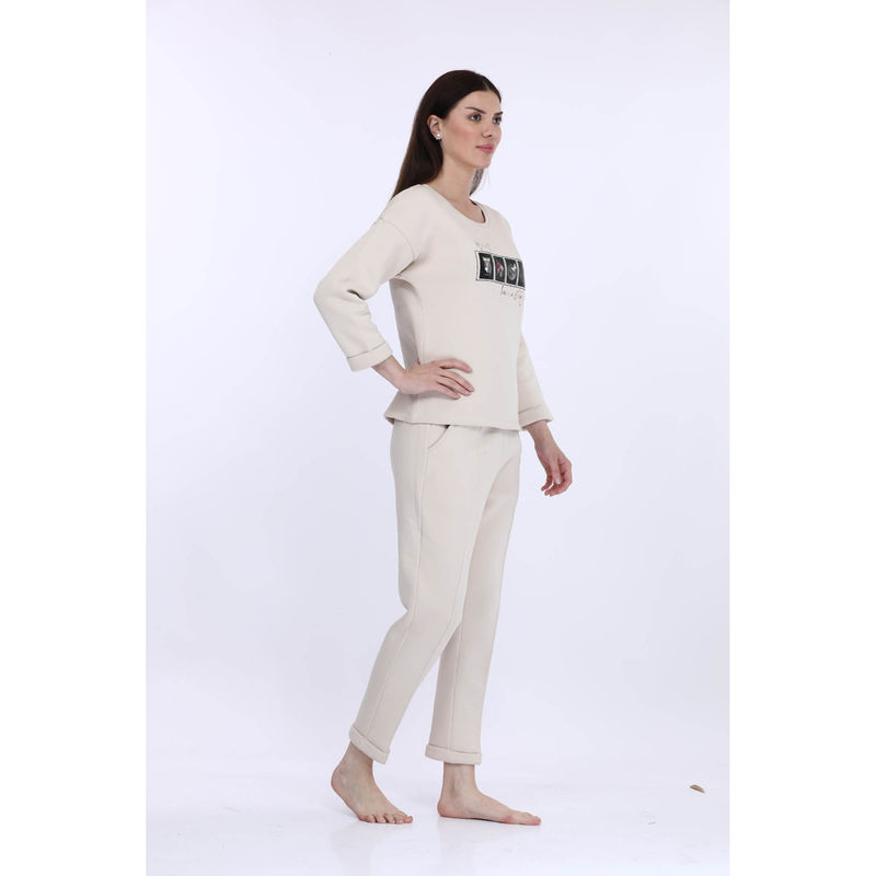 MAYSIXTY Off White Printed Track Suit (Set of 2) (M)