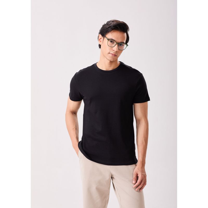 MH&Y Black Pima Cotton Round Neck T-Shirt (S)