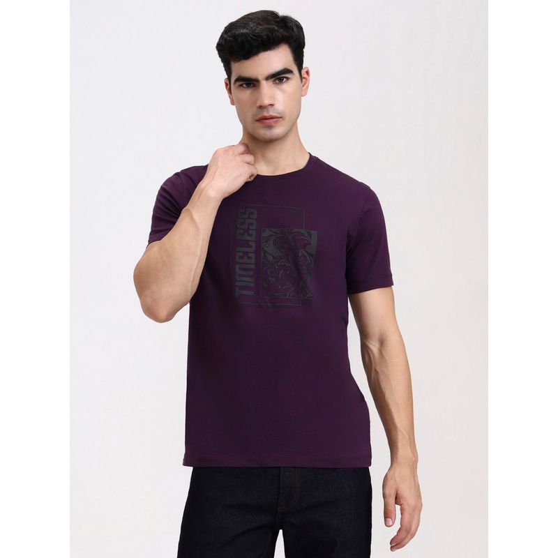 Greenfibre Linen Wine Solid Round Neck T-Shirt (39)