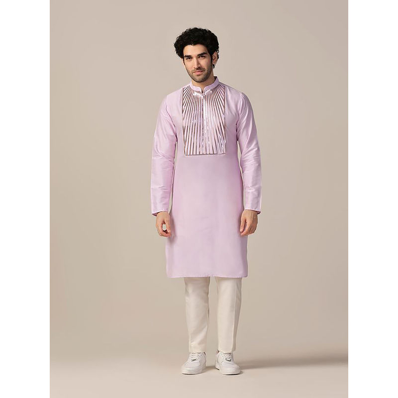 KISAH Men Lavender Kurta and Pant (Set of 2) (S)