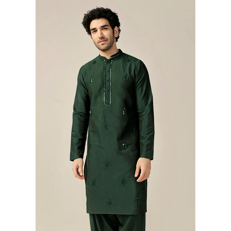 KISAH Men Green Kurta (M)
