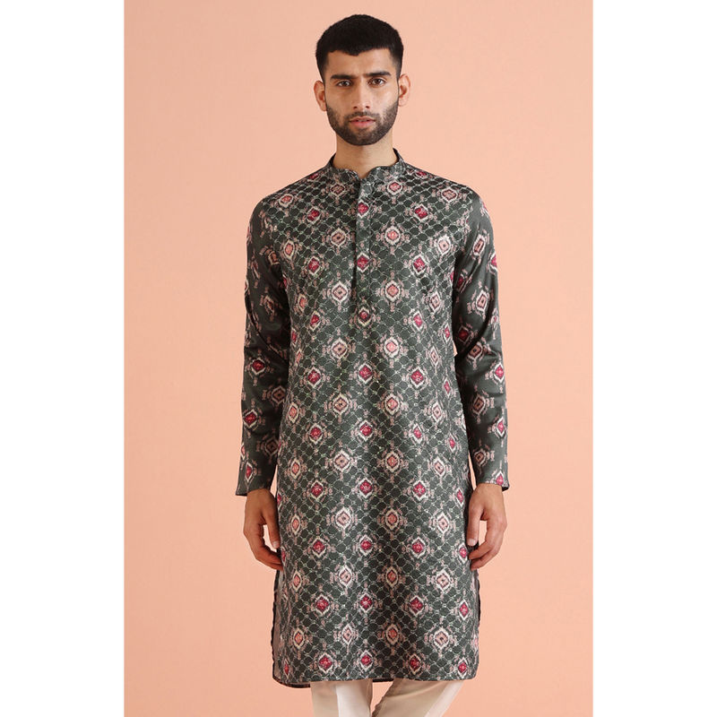 KISAH Men Bottle Green Kurta (S)