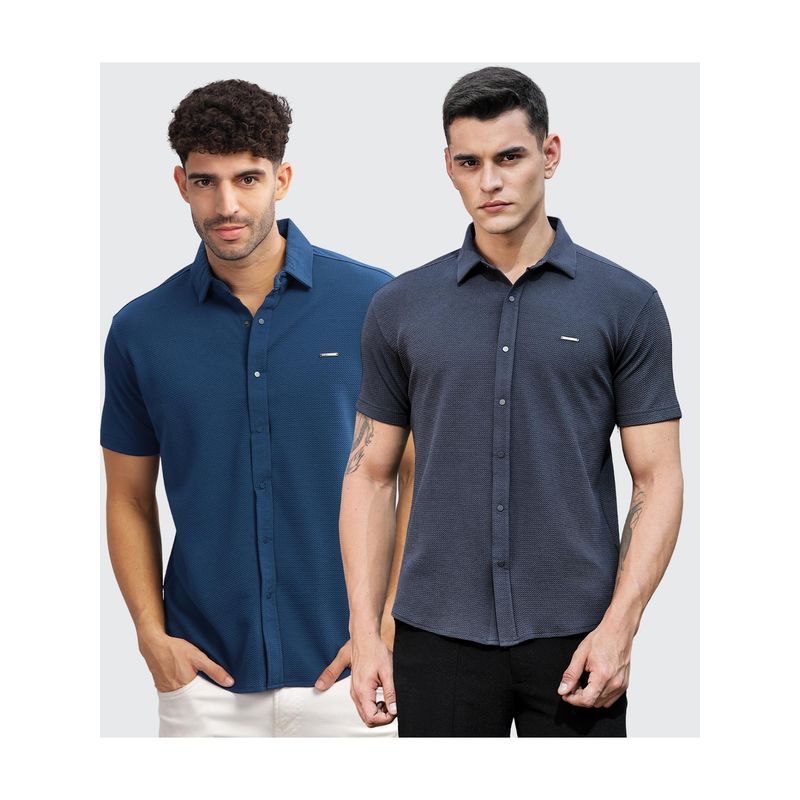 Parcel Yard Men Summer Wear Regular Fit Multi-Color Shirts (Pack of 2) (M)