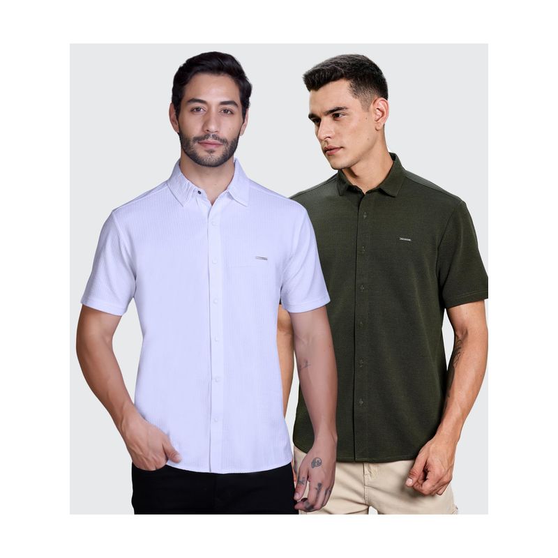 Parcel Yard Men Summer Wear Regular Fit Multi-Color Shirts (Pack of 2) (M)