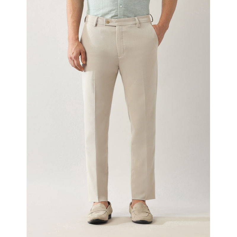 Arrow Cream Solid Slim Fit Trouser (36)