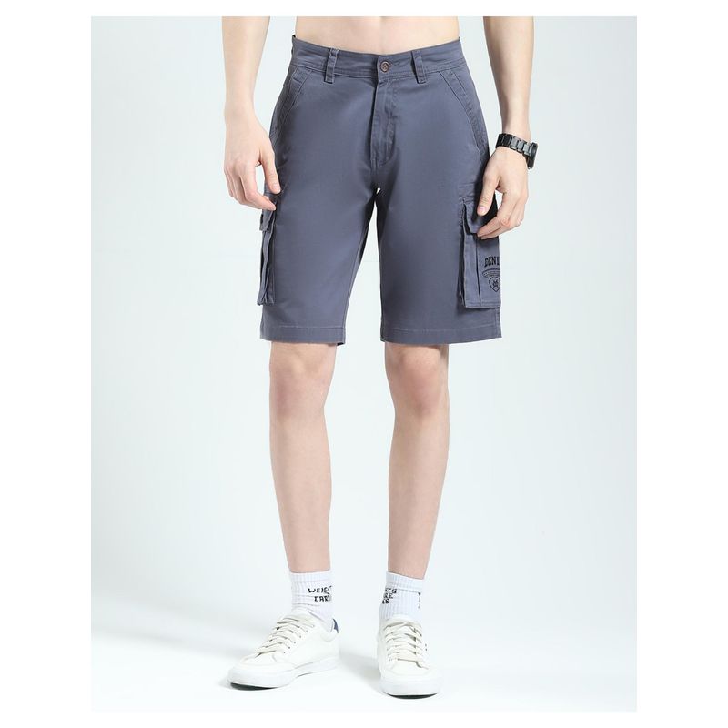 Monte Carlo Men Blue Solid Cotton Blend Regular Fit Shorts (30)