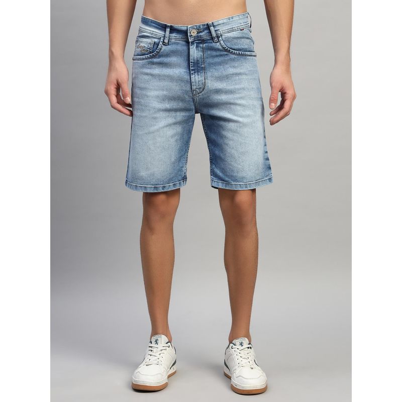 Cantabil Men Blue Solid Polyester Regular Fit Shorts (32)