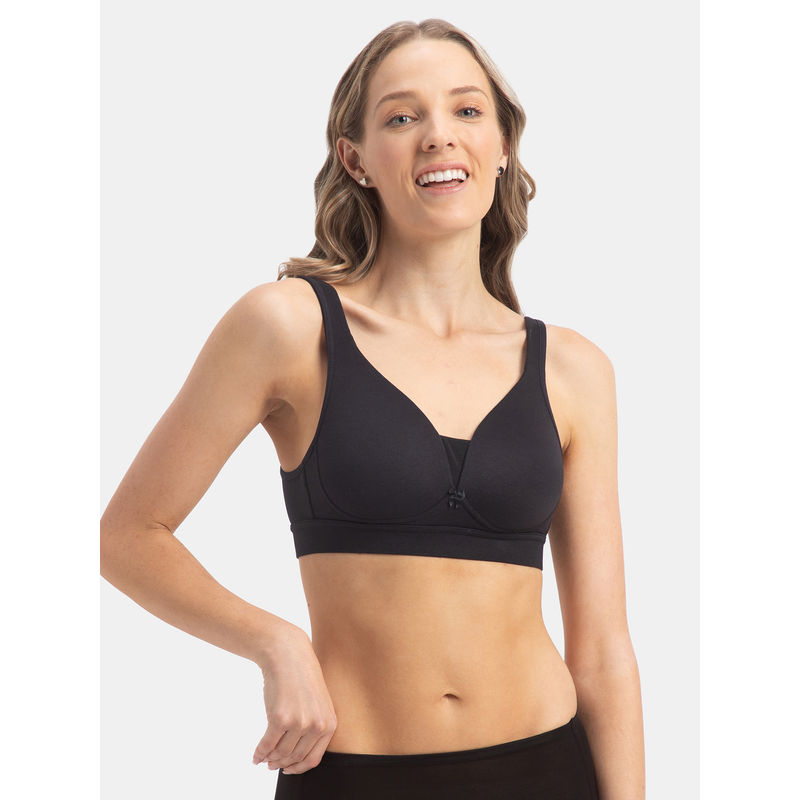 Jockey 1856 Wirefree Padded Soft Touch Microfiber Elastane T-Shirt Bra - Black (36B)