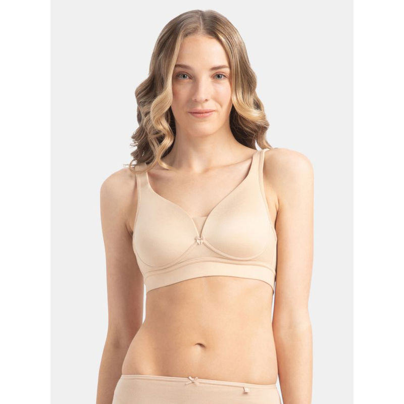 Jockey 1856 Wirefree Padded Soft Touch Microfiber Elastane T-Shirt Bra - Skin (34C)