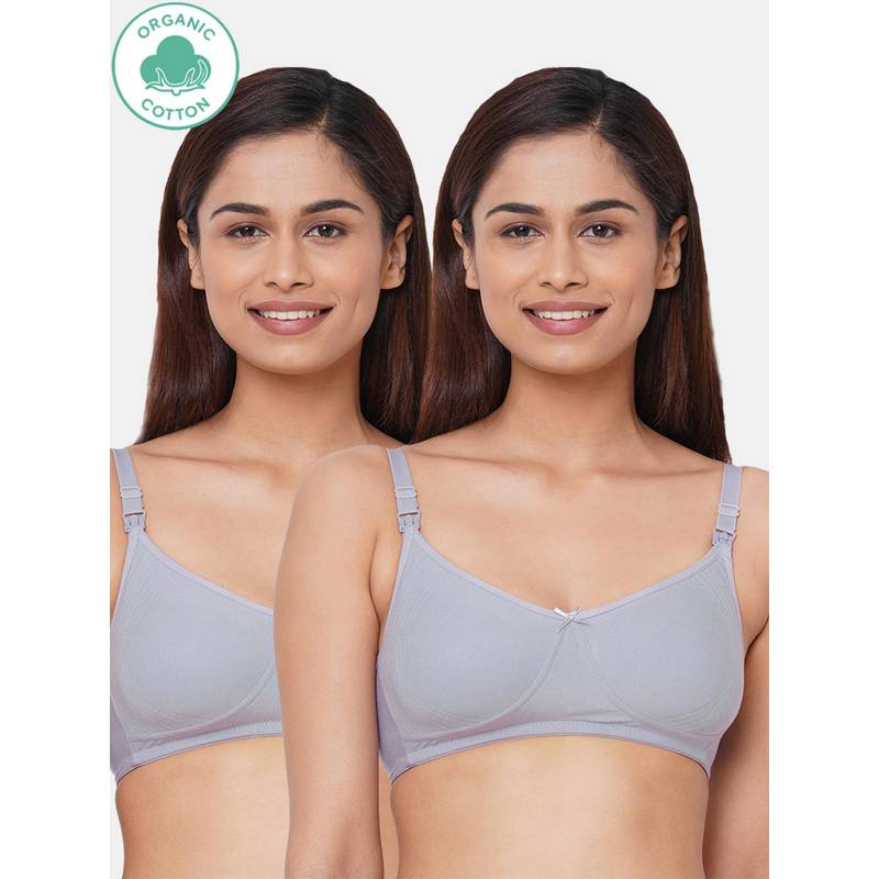 Inner Sense Bamboo Cotton Non-Padded Full-Coverage Side Support Maternity Bra (Pack Of 2) (34DD)