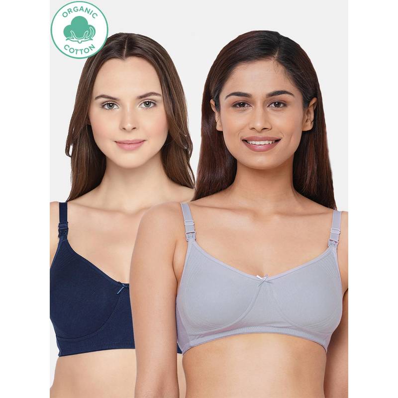 Inner Sense Bamboo Cotton Non-Padded Full-Coverage Side Support Maternity Bra (Pack Of 2) (34DD)